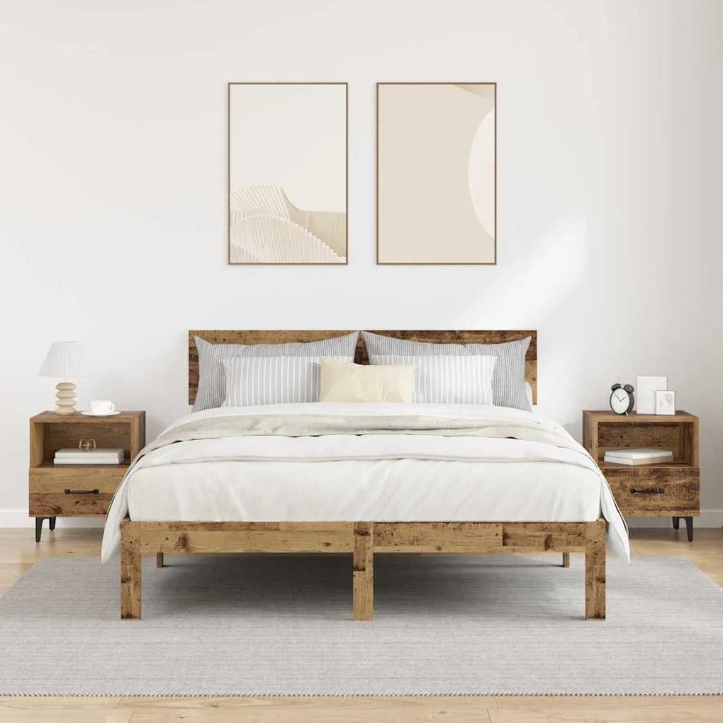 Éjjeliszekrény fiókkal 2 pcs Régi fa 40 x 35 x 47.5 cm Faanyag
