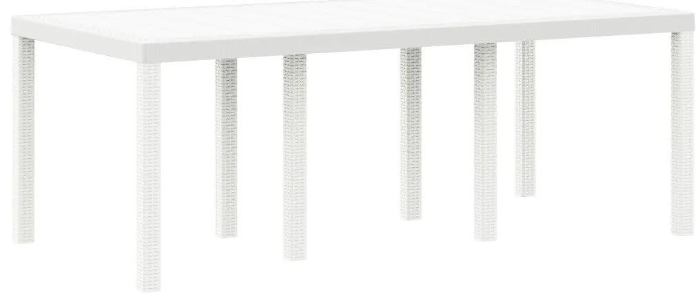 7 részes Kerti Étkezőszett párnákkal Fehér Poli Rattan