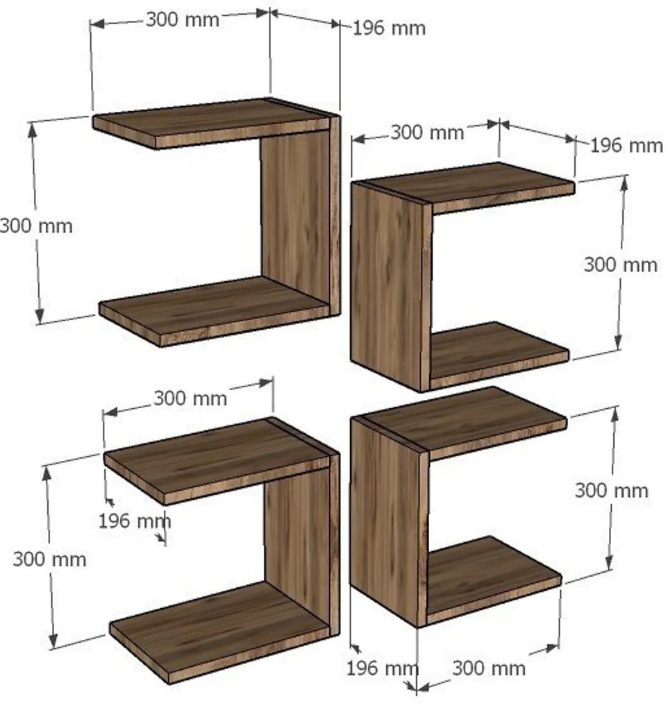 Base Sapphire Oak polc, 4 db