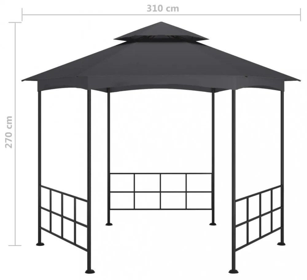 antracitszürke pavilon oldalfalakkal 3,1 x 2,7 m