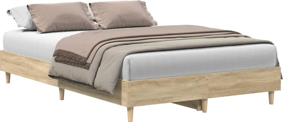 vidaXL sonoma tölgy színű szerelt fa ágykeret matrac nélkül 120x200 cm