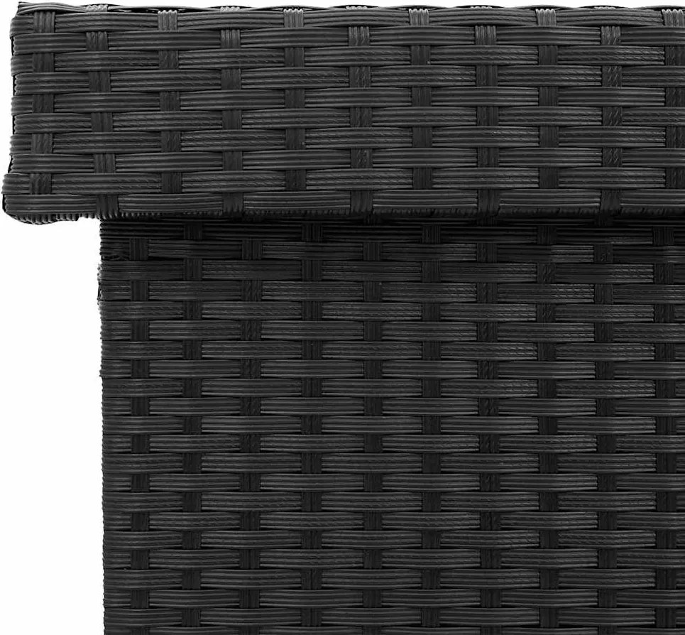 Fekete Polyrattan Kerti Tárolóláda Kerekekkel 110X55X73 Cm
