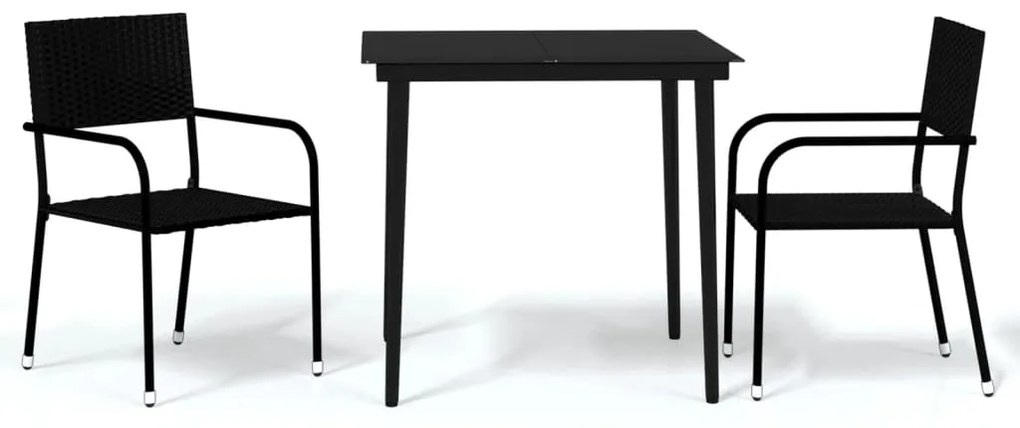 vidaXL 3 részes fekete kerti étkezőgarnitúra