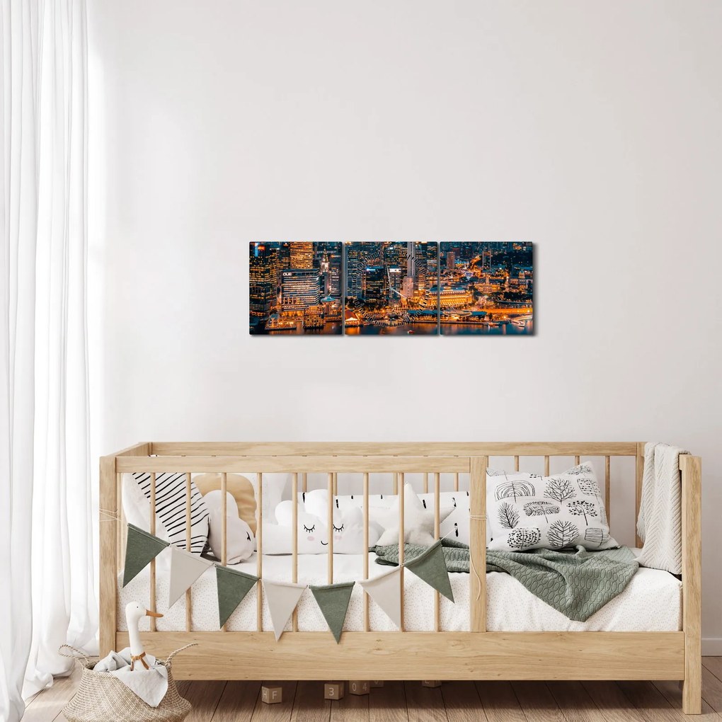Éjszakai város képe (órával) (90x30 cm)