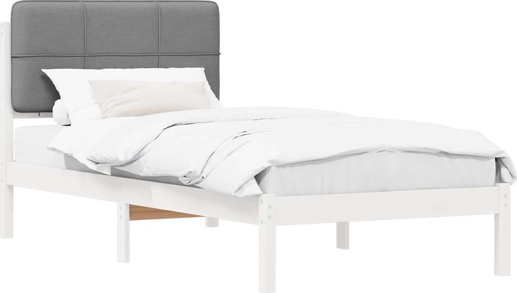 vidaXL Ágykeret Kárpitozott Fejtámlával Világosszürke 75 x 190 cm