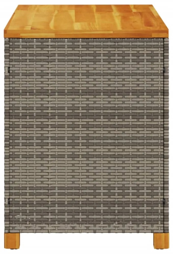szürke polyrattan és akácfa kerti tárolóláda 110 x 55 x 63 cm