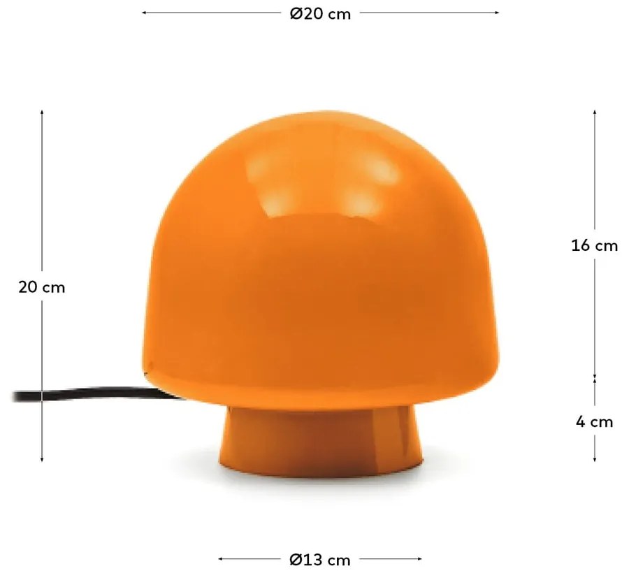 Narancssárga asztali lámpa üveg búrával (magasság 20 cm) Reig – Kave Home