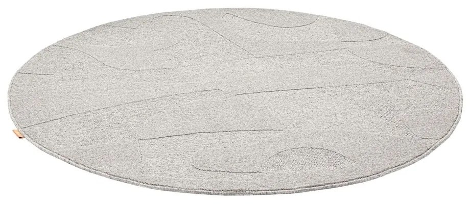 Világosszürke gyapjú kerek szőnyeg ø 120 cm Morphic Botanica – Agnella