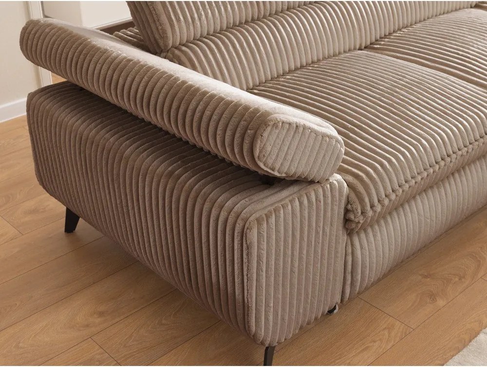 Barna kordbársony sarokkanapé (jobb oldali-L alakú) Marbeya – Ropez