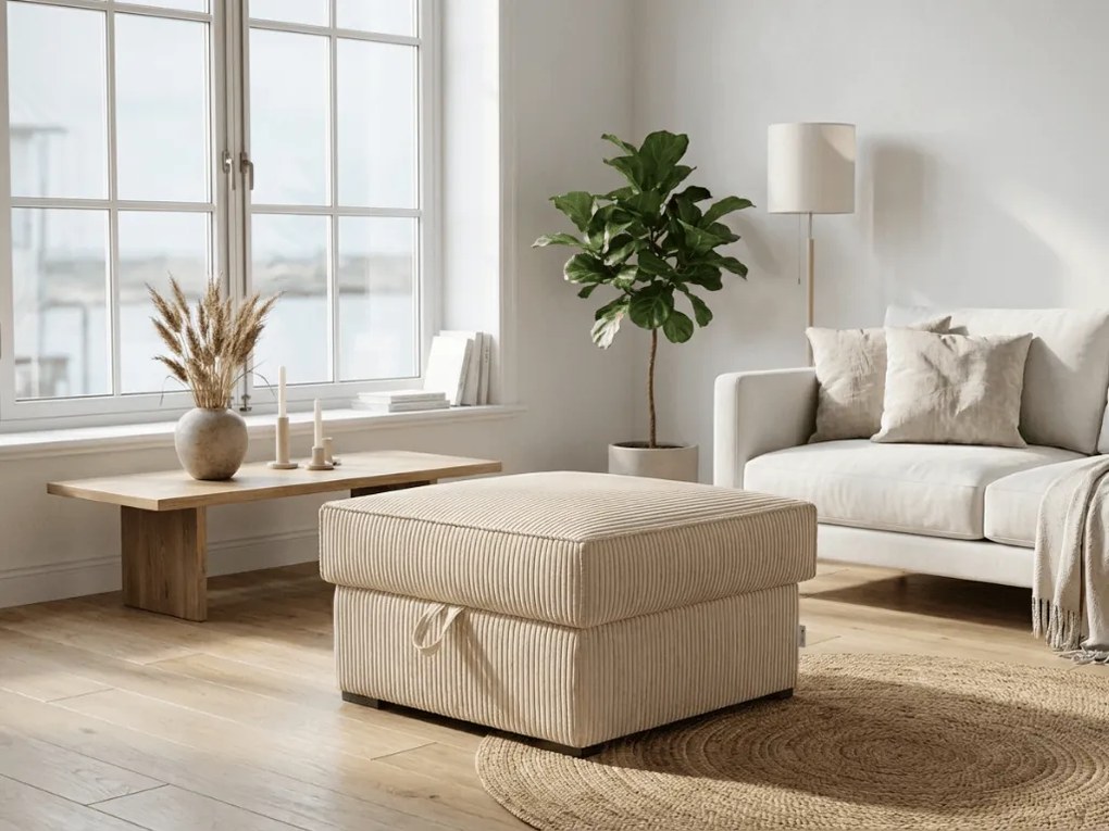 Krém színű SMART COSARO tároló puff 65x65 cm