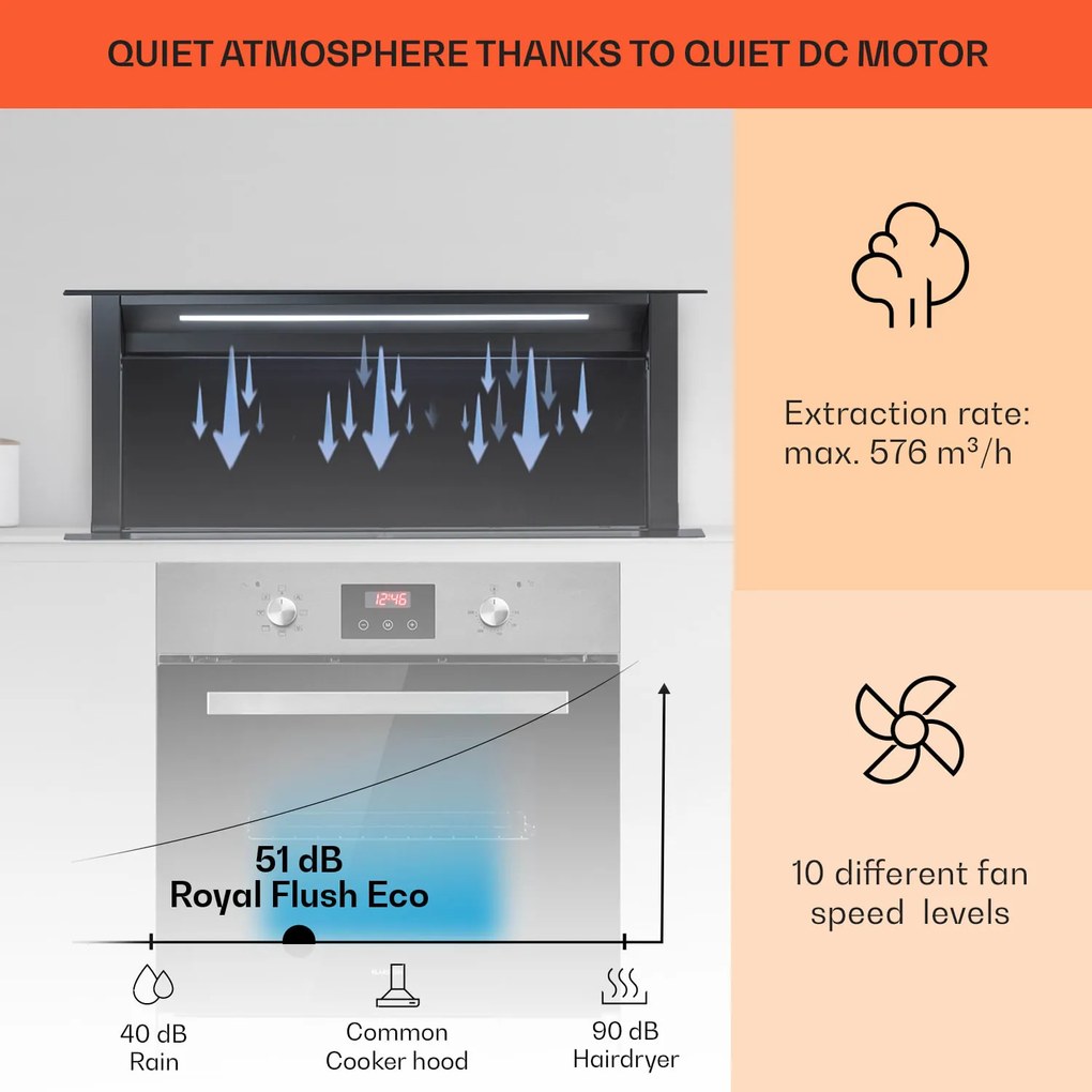 Klarstein Royal Flush Eco, páraelszívó, 90 cm, 714 m³/ó, A+