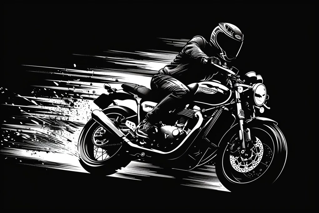 Canvas Dinamikus Motorkerékpár Sebesség Vászonkép Fekete-fehér 60x40