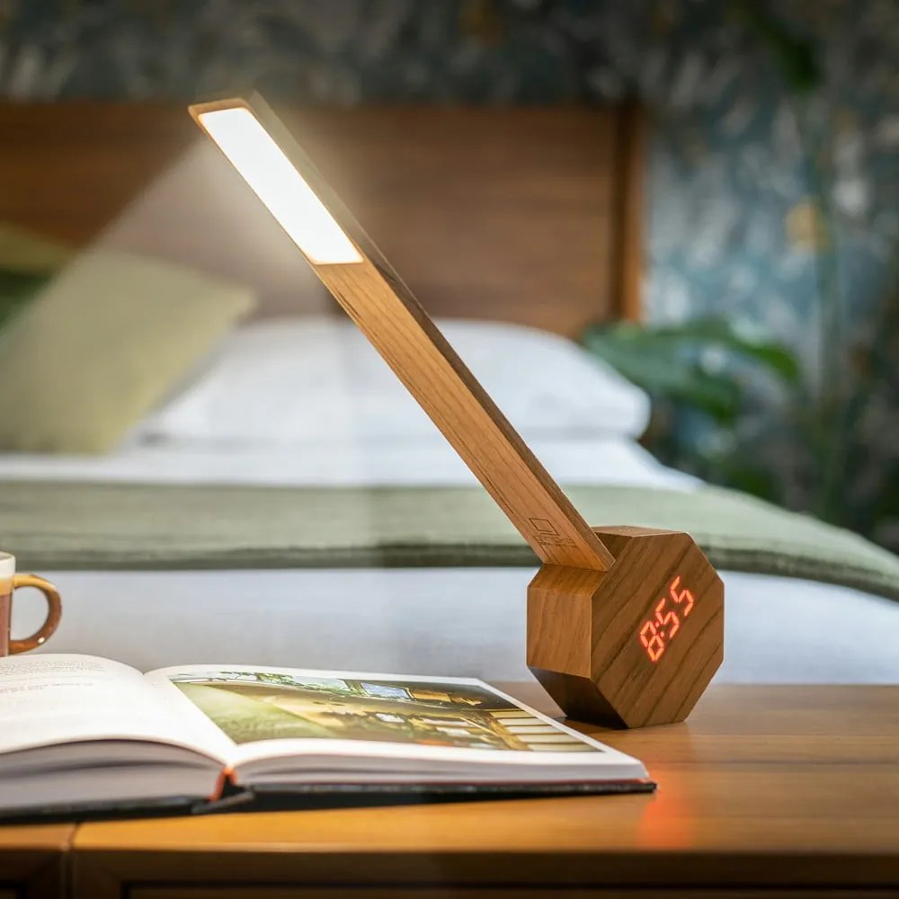 Sötétbarna LED asztali lámpa cseresznyefa dekorral (magasság 39,5 cm) Octagon One – Gingko