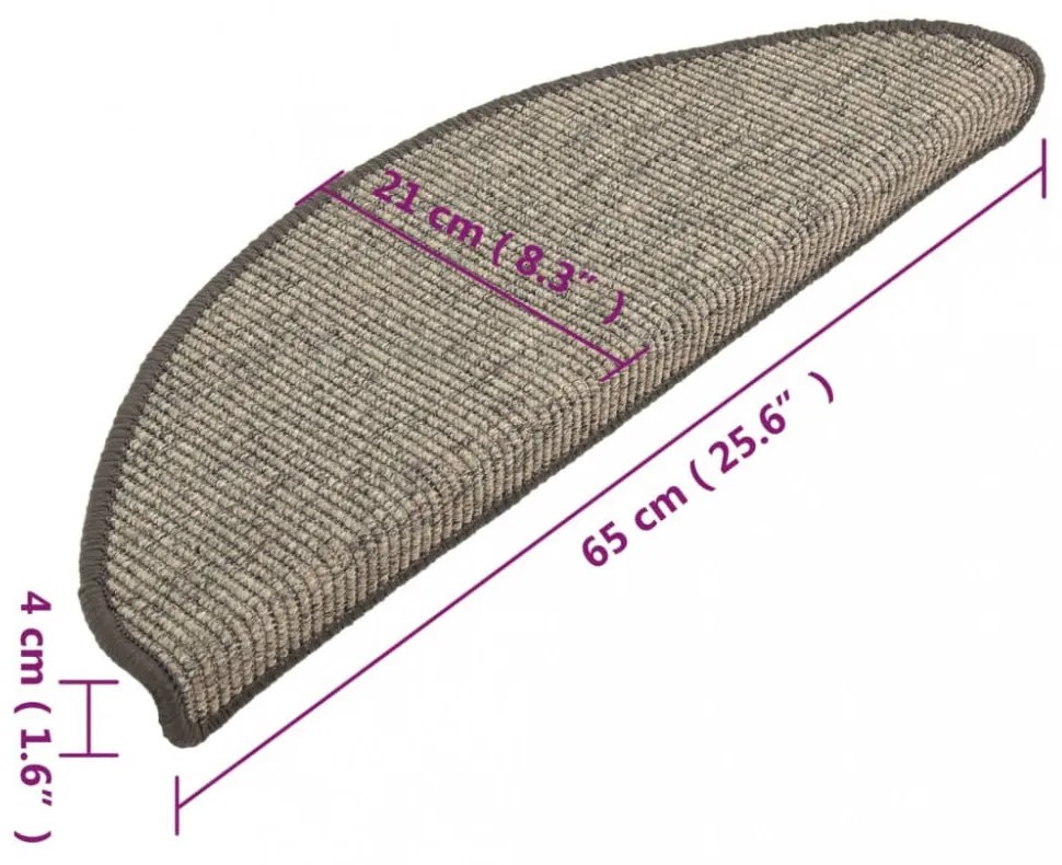 15 db szürke és bézs színű öntapadó lépcsőszőnyeg 65x21x4 cm