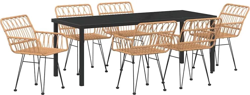 vidaXL Kert étkező szett 7 pcs Barna Porszórt acél