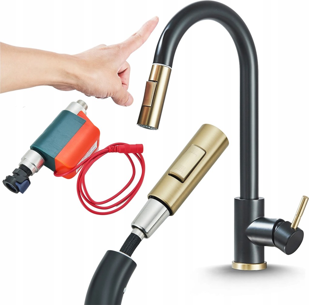 Konyhai Csaptelep Mozgásérzékelővel Érintőképernyős Csaptelep Konyhai Fekete Arany