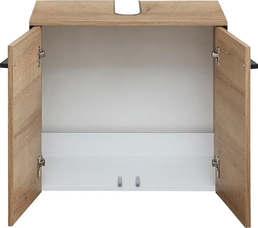 Natúr színű fali mosdó alatti szekrény tölgyfa dekorral 53x60 cm Quickset 395 – Pelipal