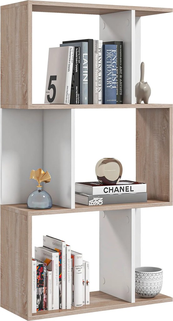 HOMCOM Modern Dizájnú Irodai Könyvespolc Fa 3 Polccal 60 × 24 × 111,4 cm | Aosom