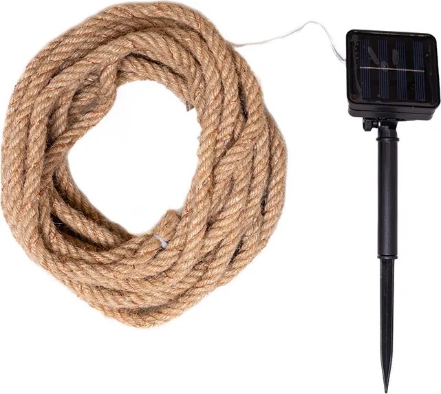 Dekortrend Napelemes LED kötél fényfüzér, 100 led, meleg fehér, 8m