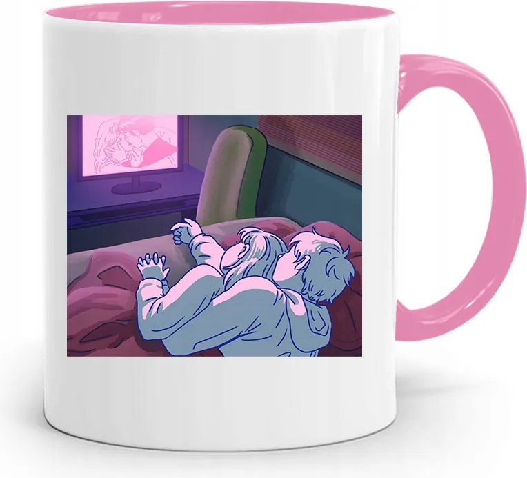 Rózsaszín Bögre A Feleség Lányának Couple nyomott mintával