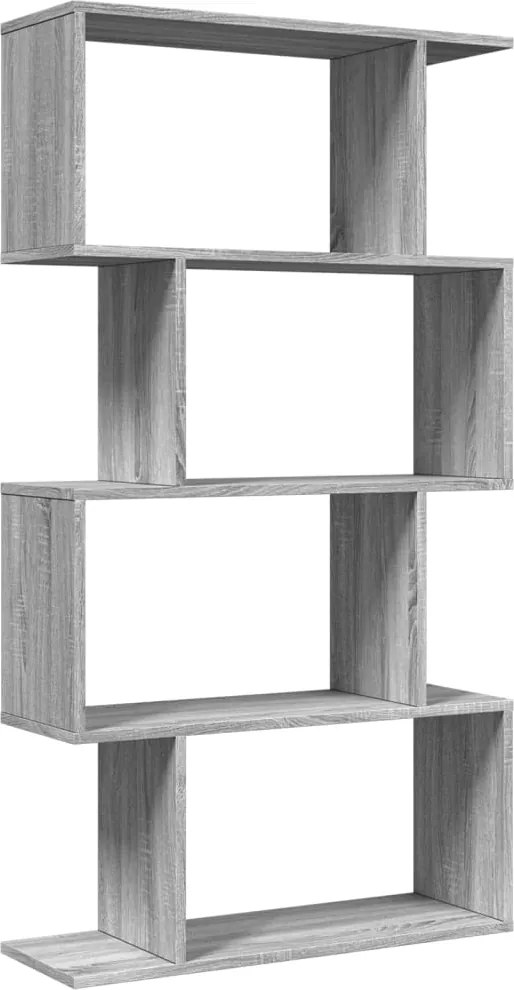 vidaXL 4 szintes szürke sonoma fa elválasztó könyvespolc 70x24x129 cm
