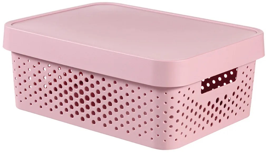 Curver Infinity Dots doboz 11L fedéllel rózsaszín