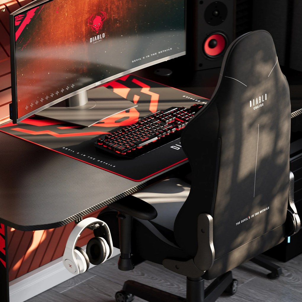 Gamer asztal 160 cm fekete: Diablo X-Mate 1600