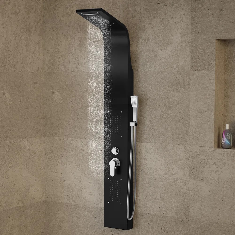 Bologna || Black zuhanypanel, rozsdamentes acél