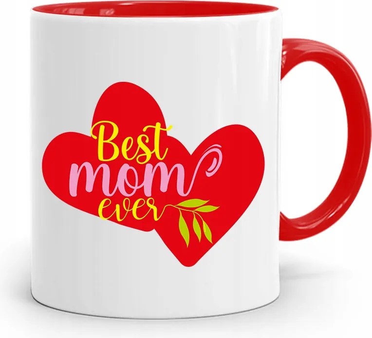 Piros Bögre Ajándék Anyukáknak Best Mom nyomott mintával