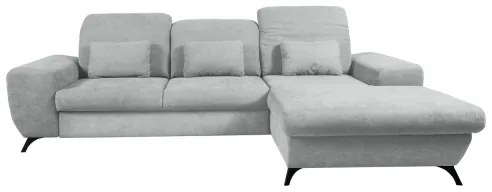 Ággyá nyitható, jobb oldali L-alakú kárpitozott ülőgarnitúra tárolóval ALTA, szürke