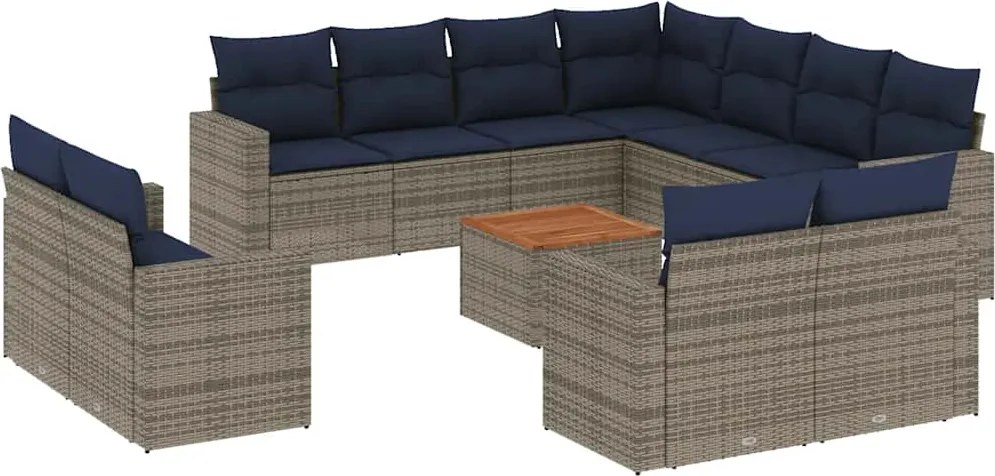 vidaXL 12 részes szürke polyrattan kerti ülőgarnitúra párnákkal