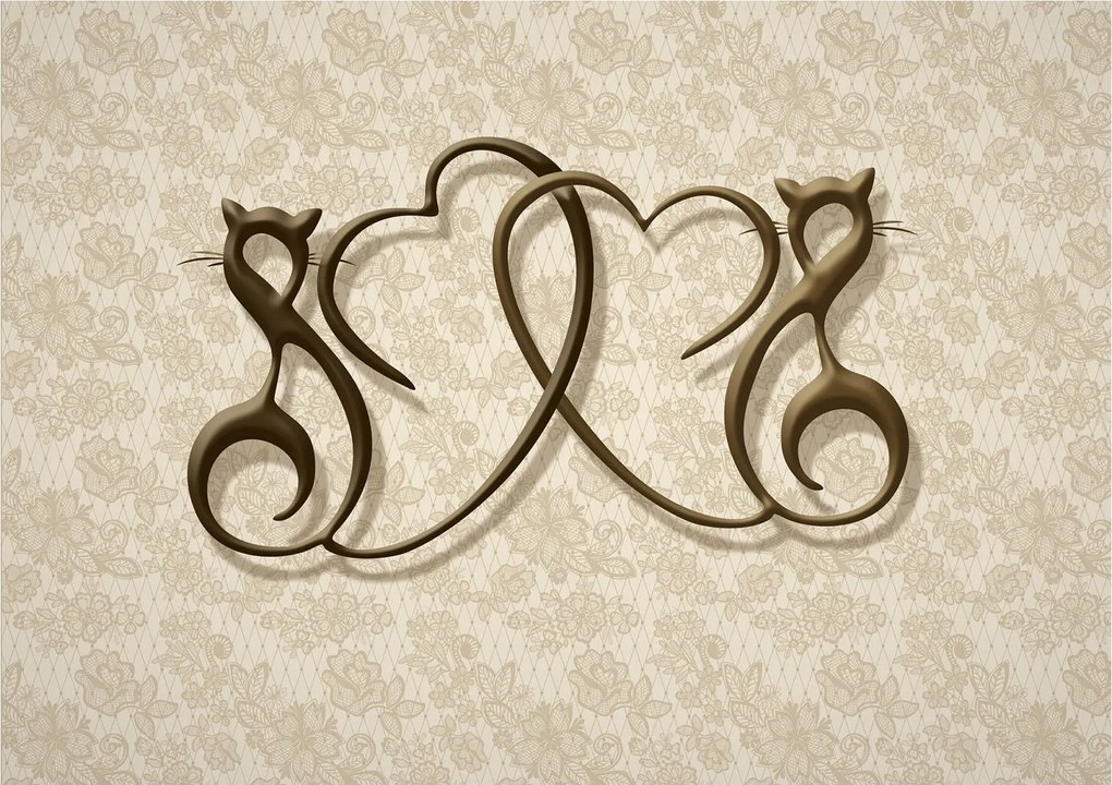 Fotótapéta Macskák Szerelem Absztrakt Elegancia Hálószoba 254x184 +ragasztó