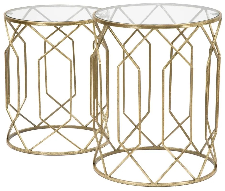 Kerek tárolóasztal szett üveg asztallappal, 2 db-os ø 42 cm Tunisi – Mauro Ferretti