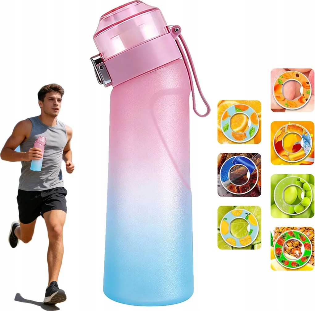 Törhetetlen ízű vizes palack szívószállal -7 gyümölcs ízű gyűrű