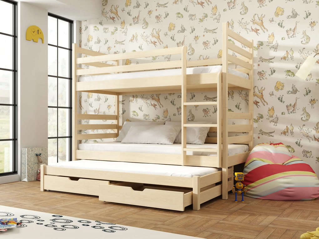 Gyerekágy 90 x 190 cm TORI (ágyráccsal és tárolóhellyel) (borovi fenyő). 1013272