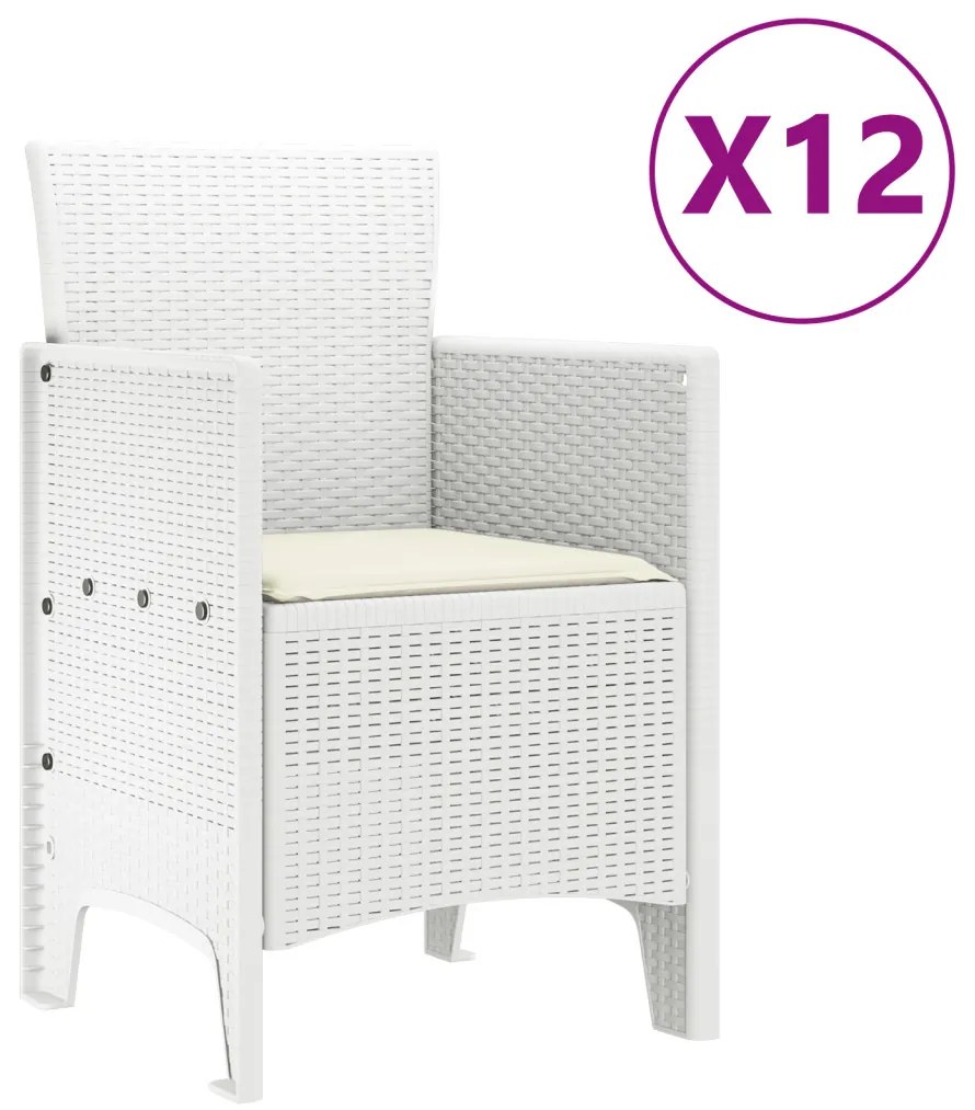 Kert étkező szett párnával 13 pcs Fehér Poli rattan és pamut