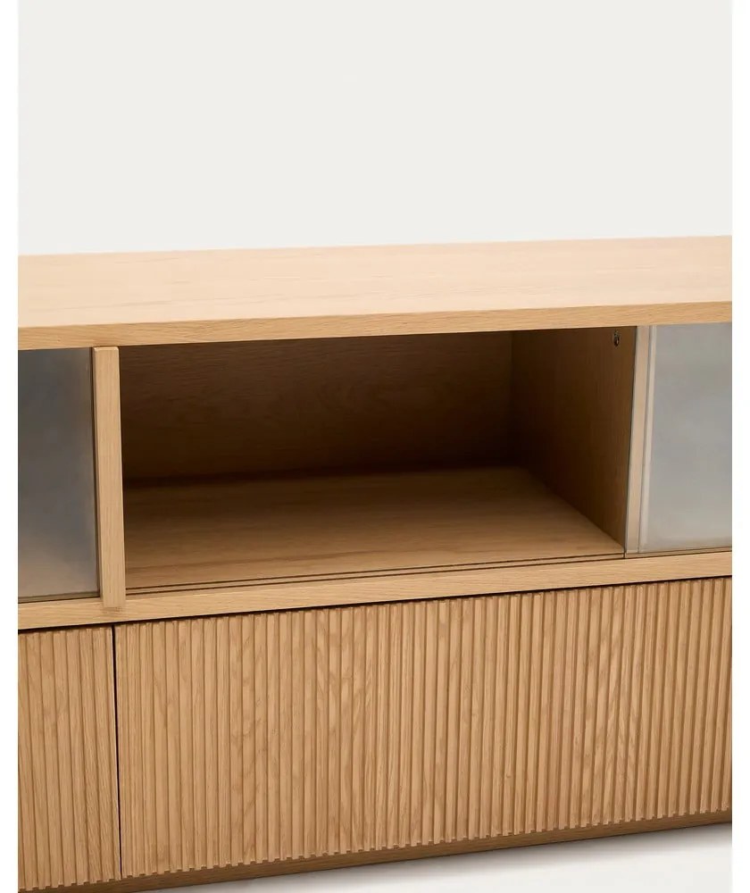 Natúr színű TV-állvány tölgyfa dekorral 200x54x40 cm Helvine – Kave Home
