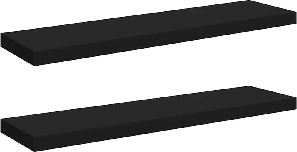vidaXL 2 db fekete MDF lebegő fali polc 90 x 23,5 x 3,8 cm