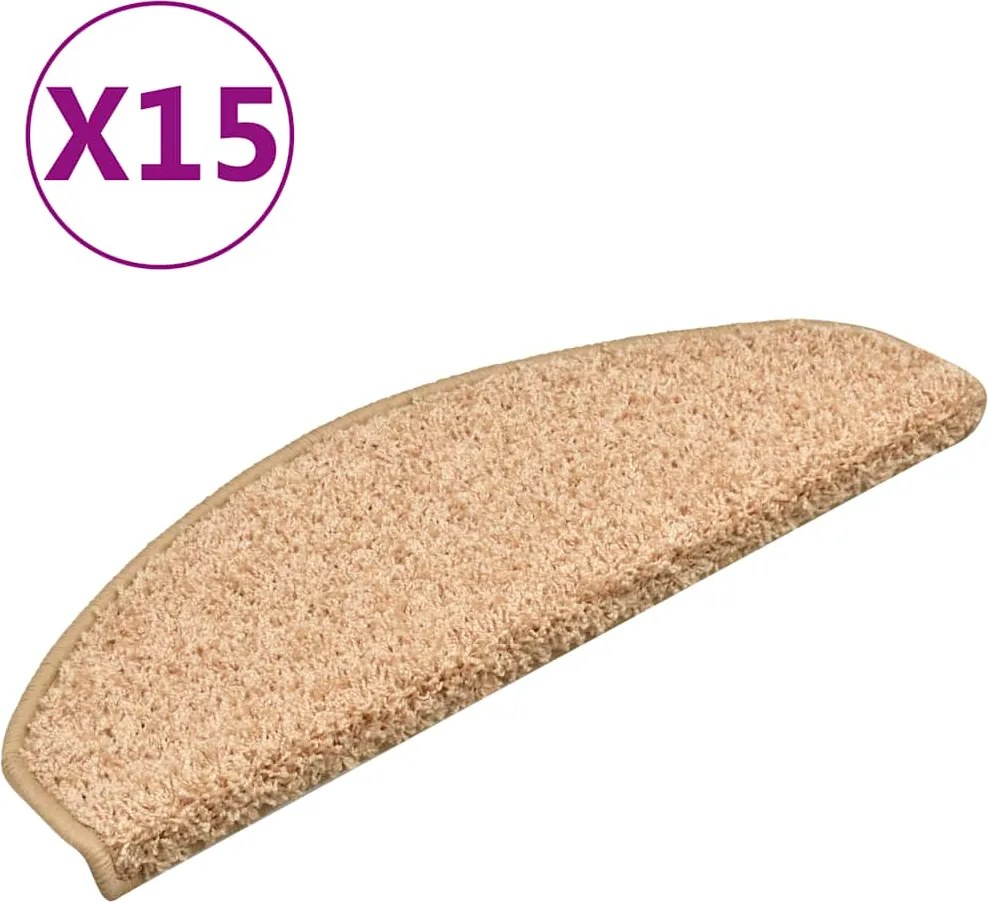vidaXL 15 db aranyszínű, félkör alakú lépcsőszőnyeg 65 x 21 x 4 cm, nagy