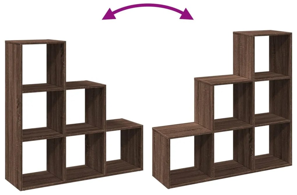 3 szintes barna tölgy fa térelválasztó könyvespolc 99x29x99 cm
