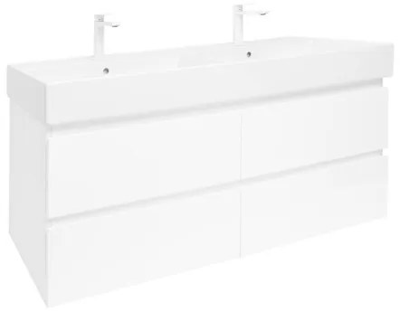 SAT B-Way Fürdőszobaszekrény mosdóval 119x50x45 cm fehér fényes BWAY2120WU2BB