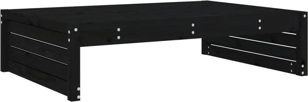 vidaXL fekete tömör fenyőfa kerti lábzsámoly párnával 120x80 cm