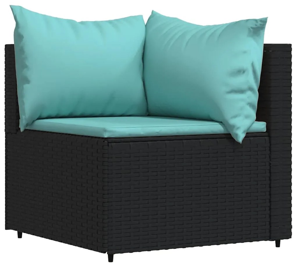 4 részes fekete polyrattan kerti ülőgarnitúra párnákkal