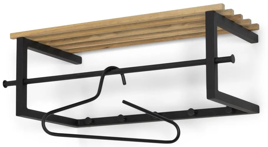 Fekete-natúr színű fém fali fogas polccal 76 cm Marco – Spinder Design