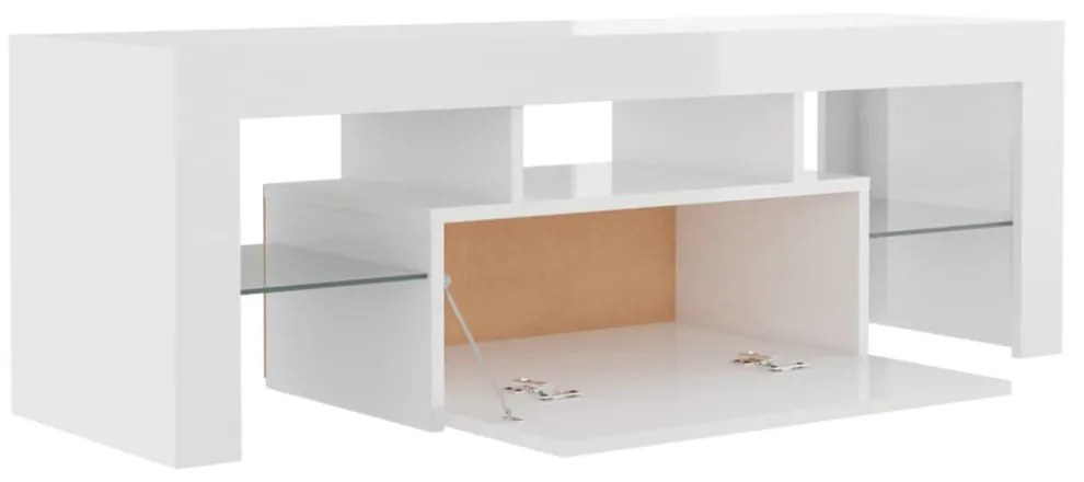 magasfényű fehér TV-szekrény LED-lámpákkal 120 x 35 x 40 cm