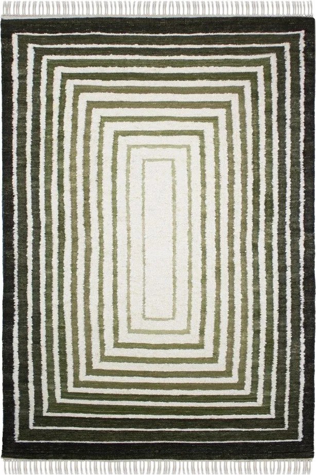 Zöld kézi szövésű gyapjúkeverék szőnyeg 160x230 cm Boucle Frame – Flair Rugs