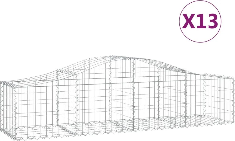 vidaXL 13 db íves horganyzott vas gabion kosár 200x50x40/60 cm