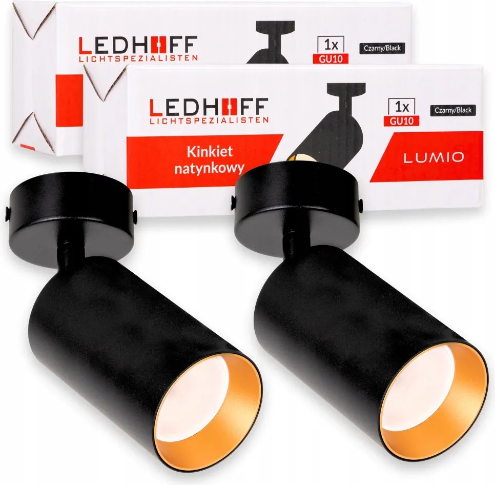 2x Mennyezeti fali lámpa fekete arany Loft Spot hálószoba nappali Szett