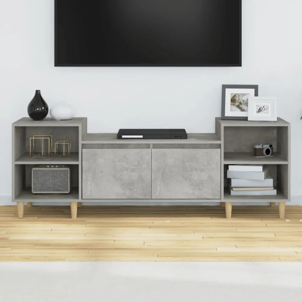 betonszürke szerelt fa TV-szekrény 160x35x55 cm