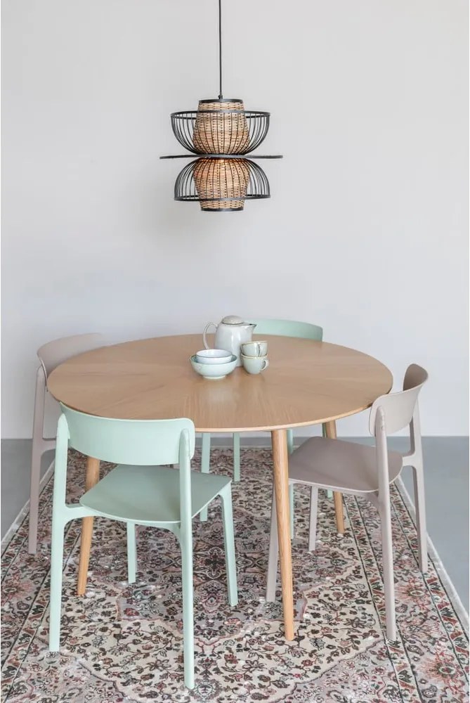 Kerek étkezőasztal tölgyfa dekoros asztallappal ø 100 cm Fabio – White Label